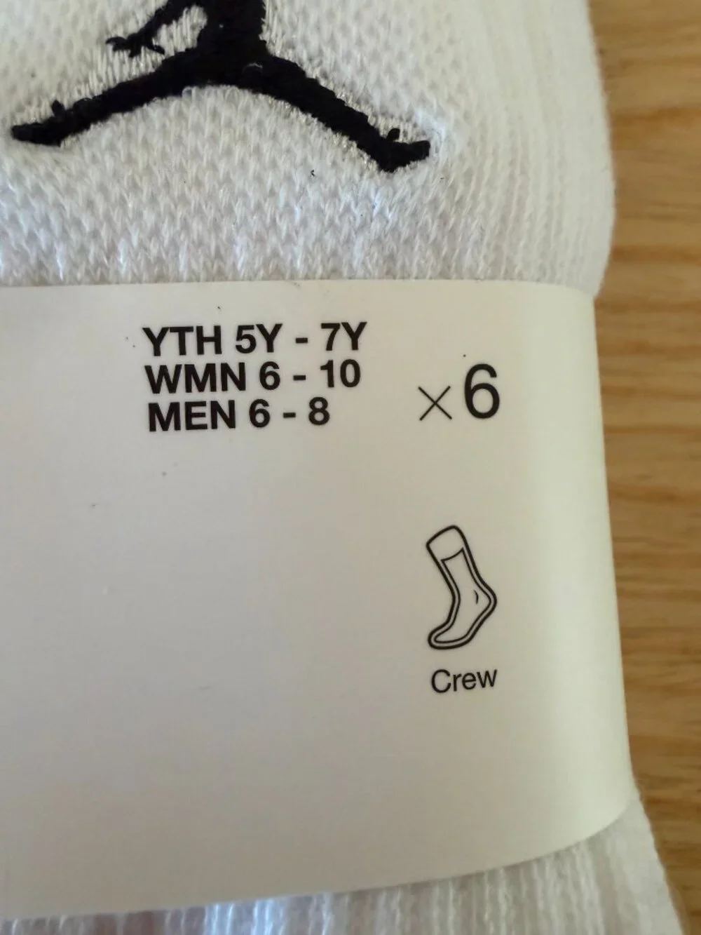 JordanYouth Everyday 6-Pack Cushioned Crew Socks BJ0343 Medium 5Y-7Y  NEW w TAGS